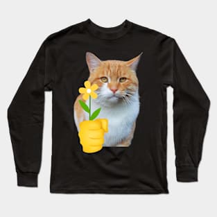 Cat flower for you Long Sleeve T-Shirt